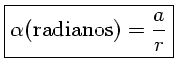 \alpha(rad)=a/r