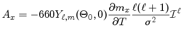 $A_x=-660 Y_{\ell,m}(\Theta_0,0) \frac{\partial m_x}{\partial T} \frac {\ell(\ell+1)}{\sigma^2} \cal{I}^\ell$