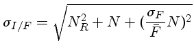 $\sigma_{I/F} = \sqrt{N_R^2+N+(\frac{\sigma_F}{\bar{F}}N)^2}$