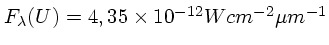 $F_\lambda(U)=4,35\times 10^{-12} {W cm^{-2} \mu{m}^{-1}}$