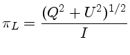$\pi_L = \frac{(Q^2 + U^2)^{1/2}}{I}$