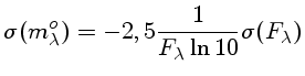 $\sigma(m^o_\lambda) = -2,5 \frac{1}{F_\lambda \ln 10}\sigma(F_\lambda)$
